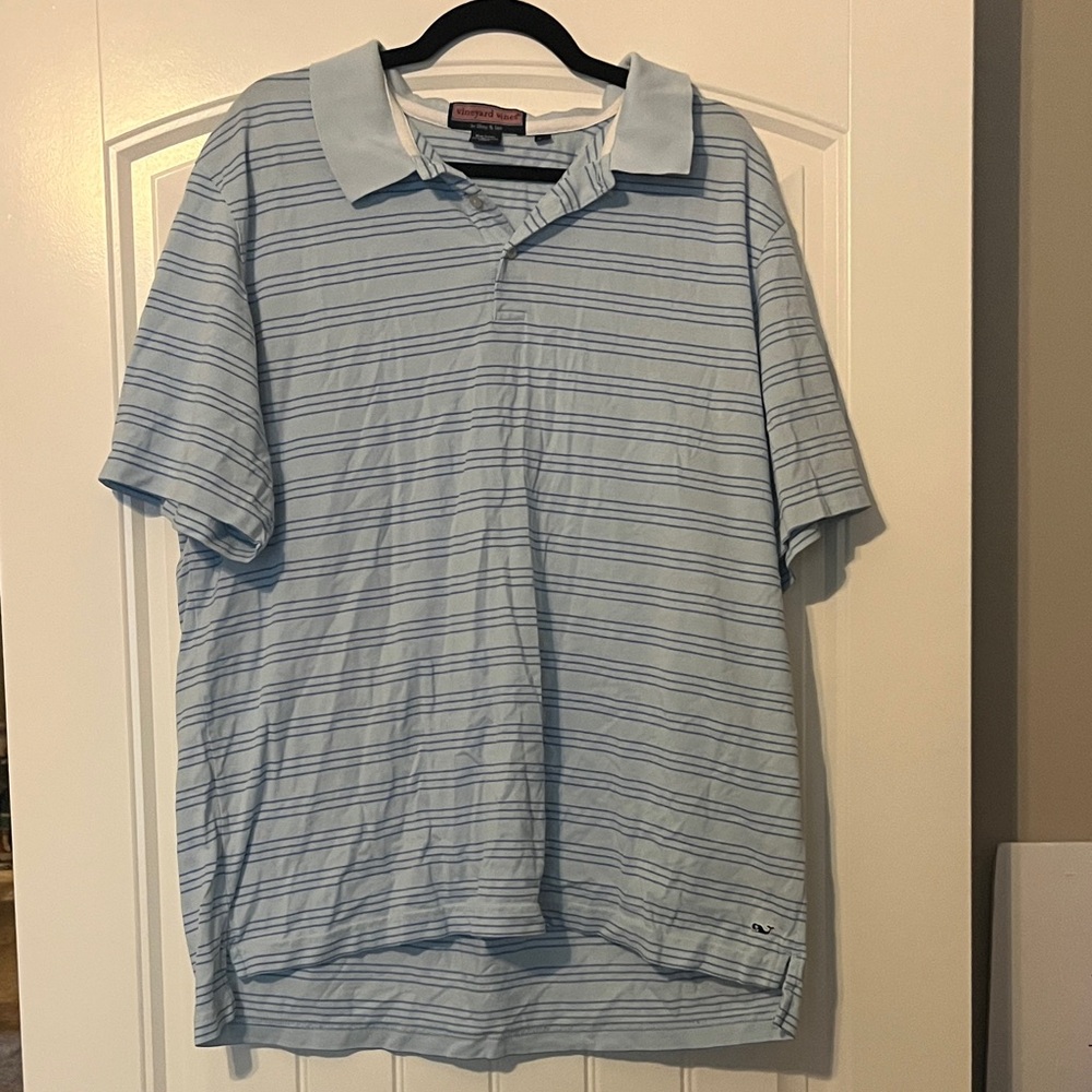 Vineyard Vines Sky Blue Polo with Stripes